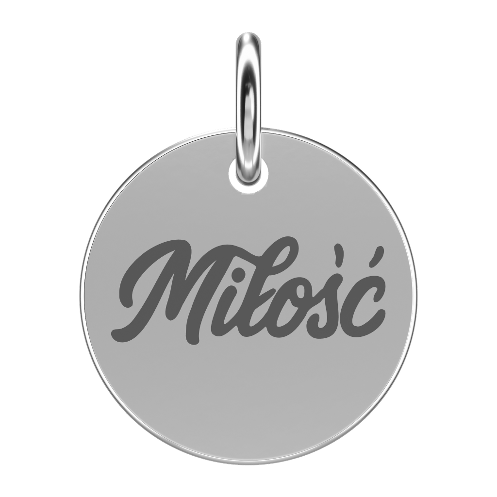 Srebrna zawieszka z napisem Miłość (grawer)