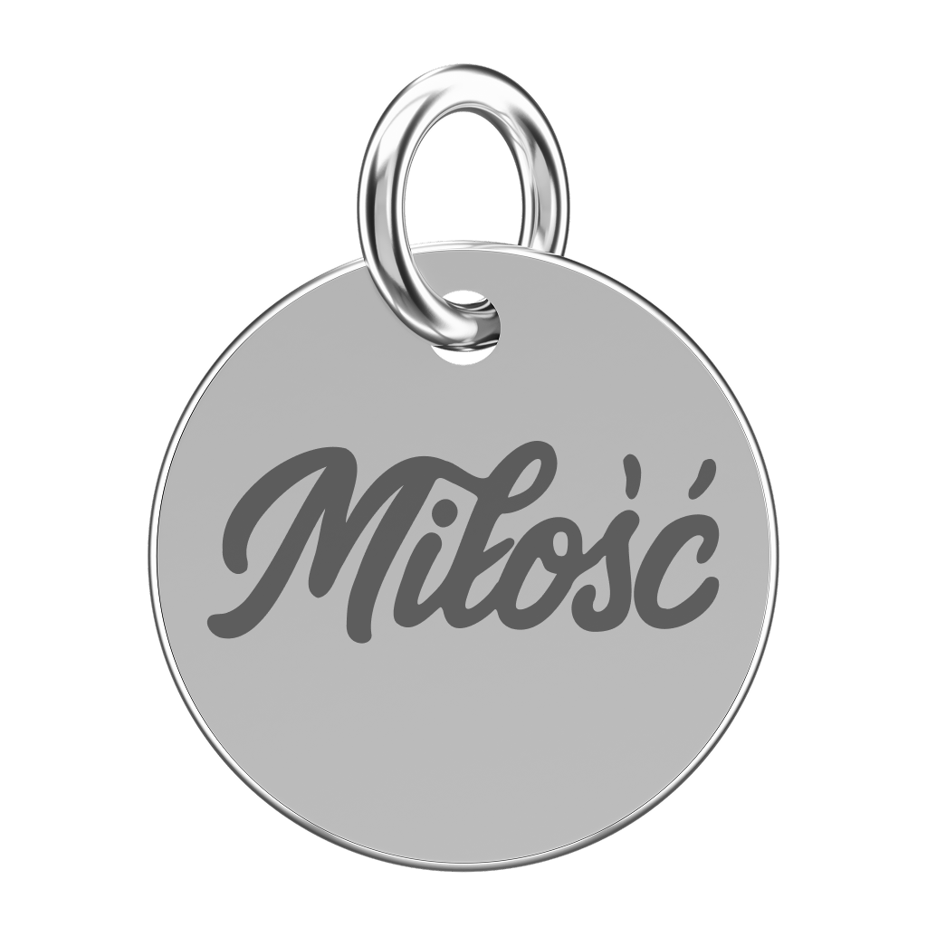 Srebrna zawieszka do naszyjnika z napisem Miłość (grawer)