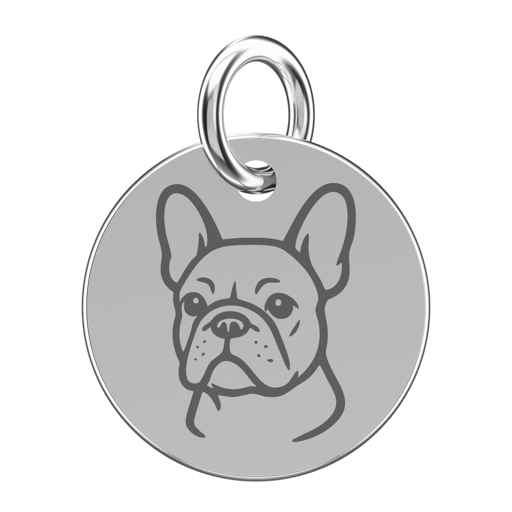 Srebrna zawieszka do naszyjnika z buldogiem (grawer)