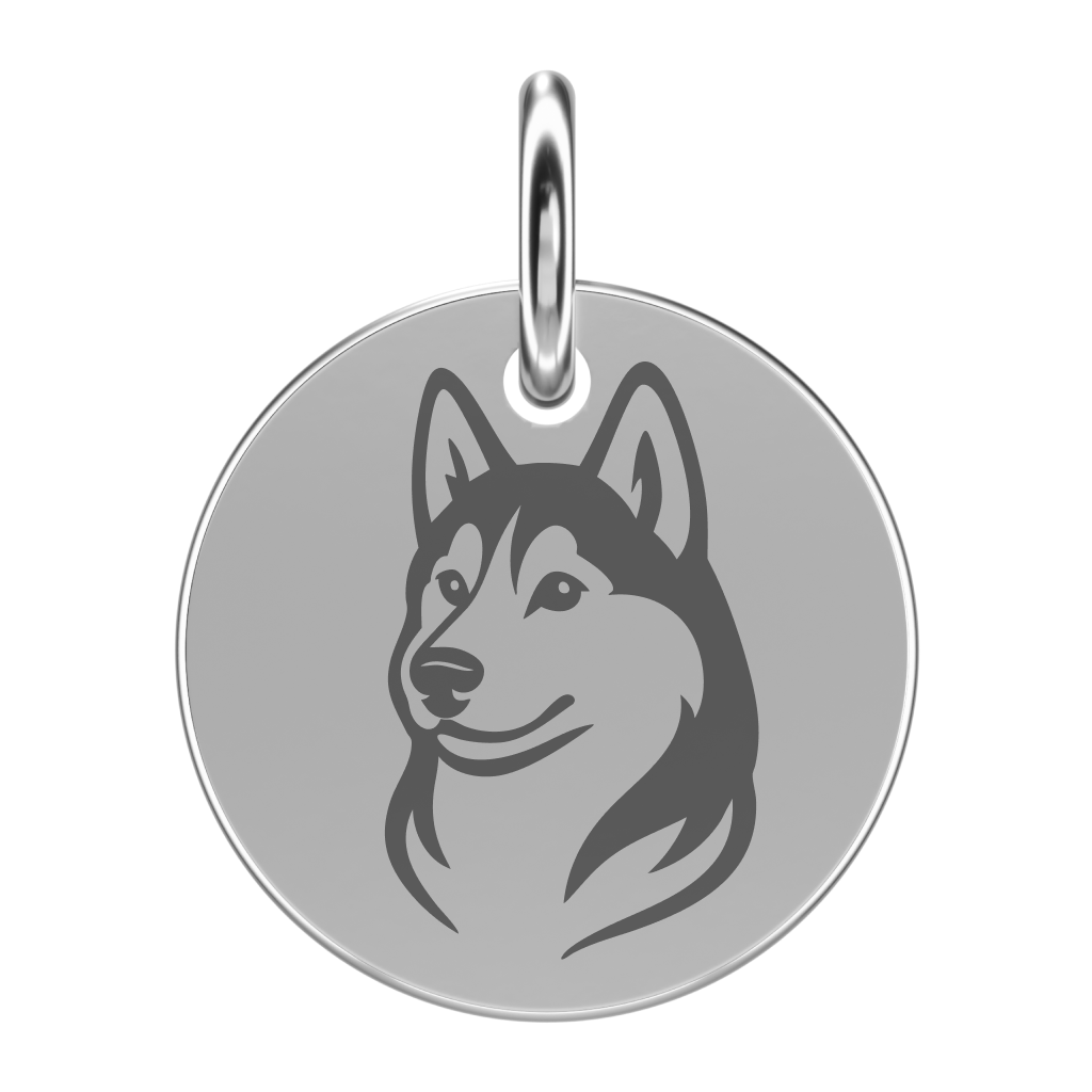Srebrna zawieszka z husky (grawer)
