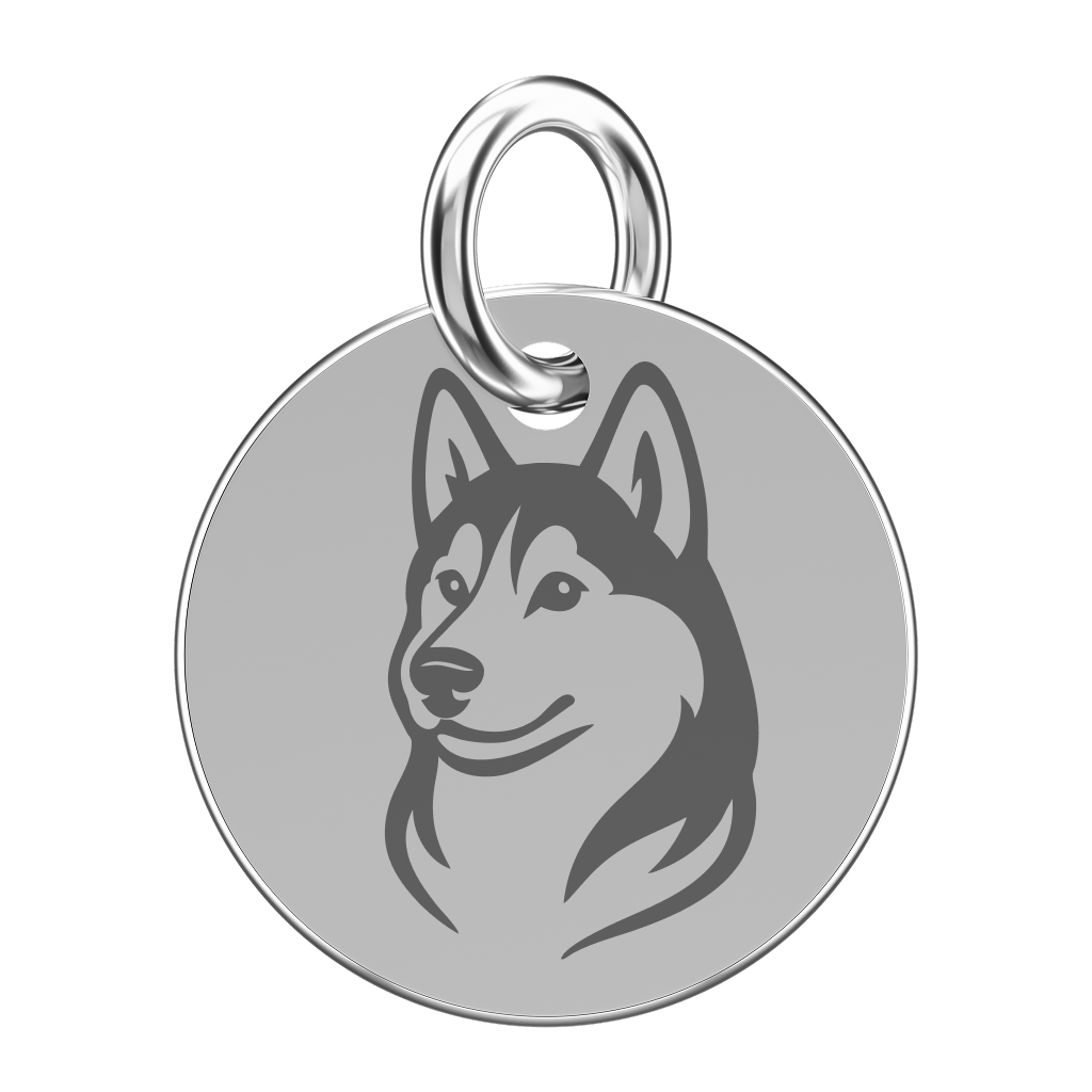 Srebrna zawieszka do naszyjnika z husky (grawer)