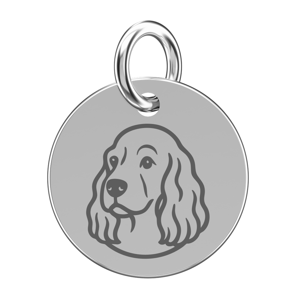 Srebrna zawieszka do naszyjnika ze spanielem (grawer)