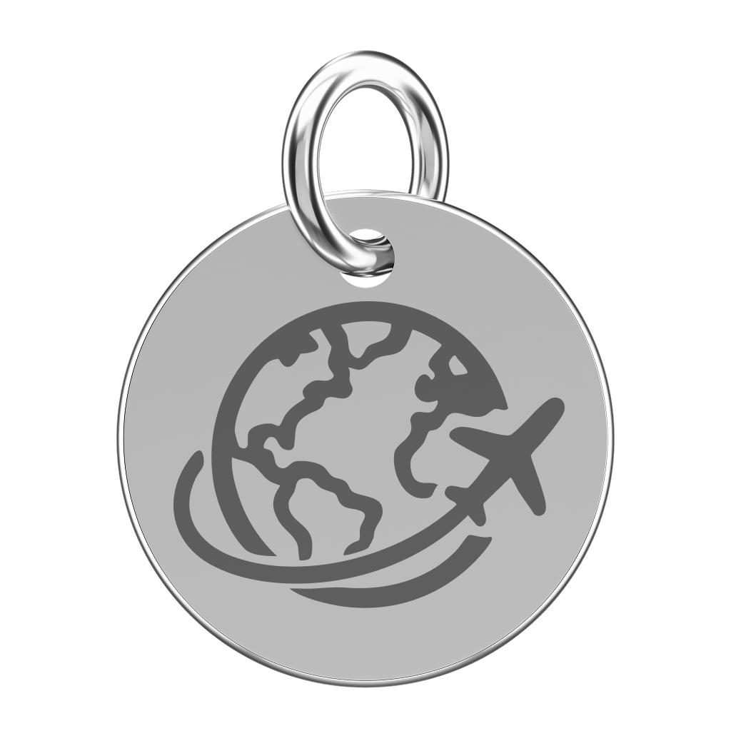 Srebrna zawieszka do naszyjnika z motywem podróży (grawer)