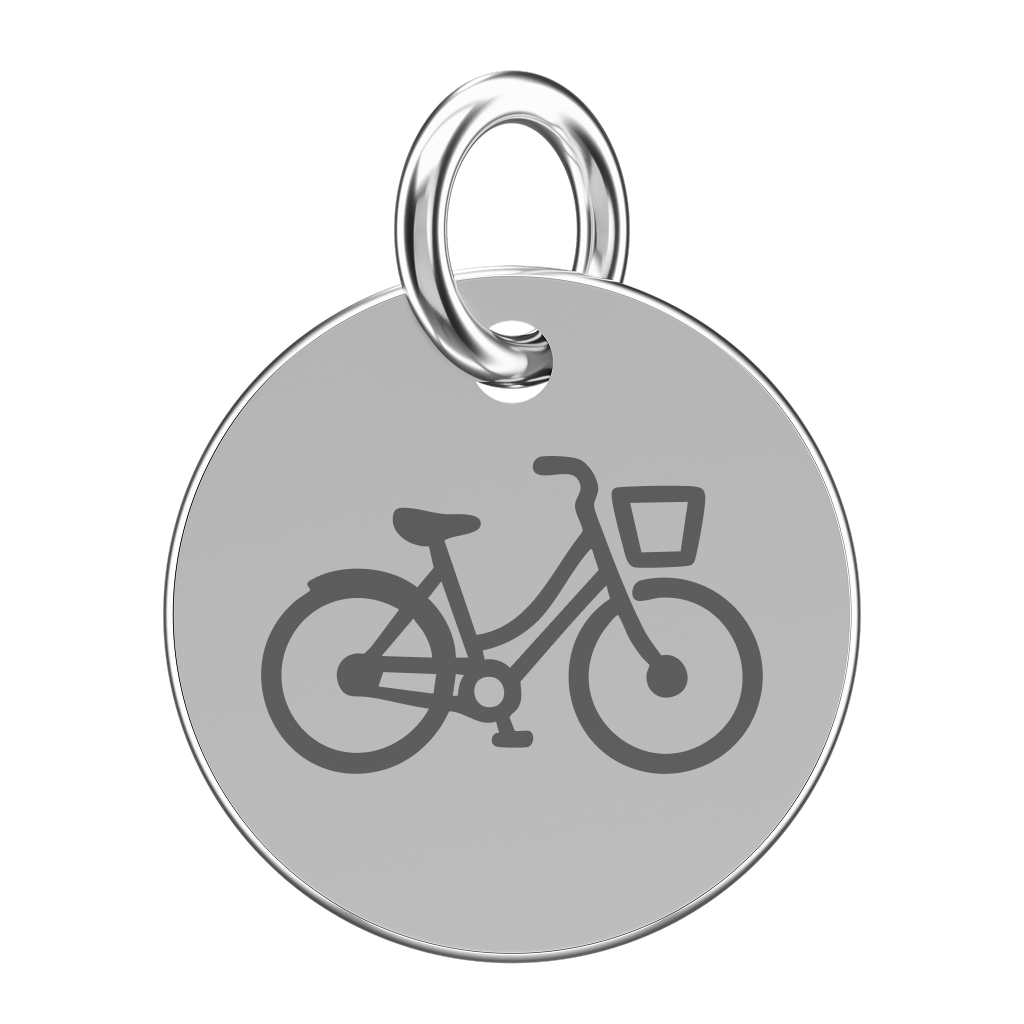 Srebrna zawieszka do naszyjnika z rowerem (grawer)