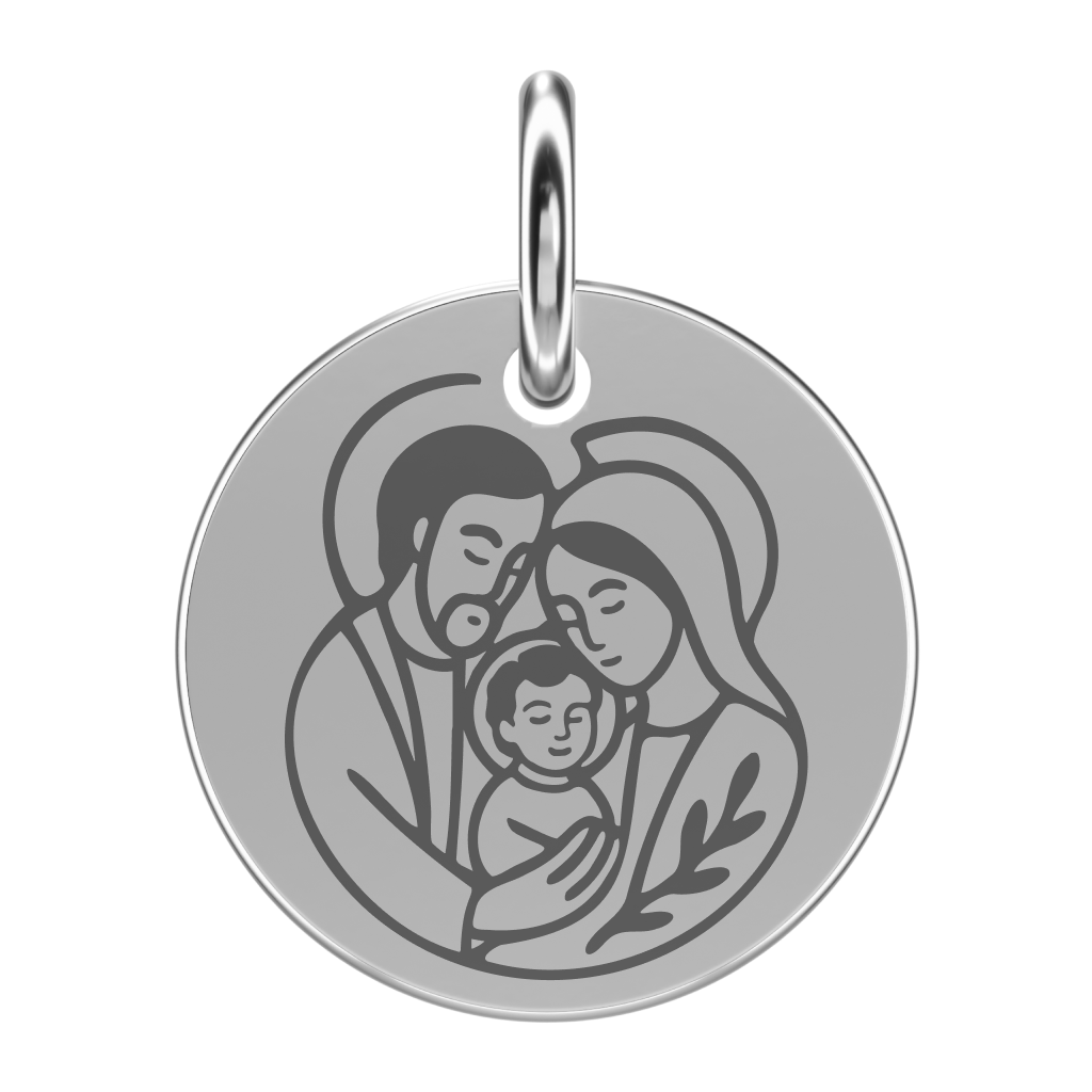 Srebrna zawieszka ze Świętą Rodziną (grawer)