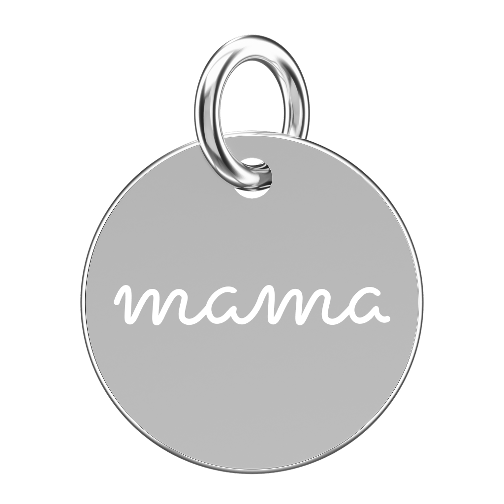 Srebrna zawieszka do naszyjnika z napisem Mama